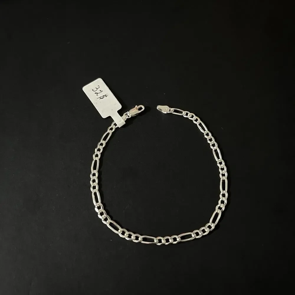 Esclava De Plata 925 Con Tejido Figaro,925 Silver Bracelet 8 Inch